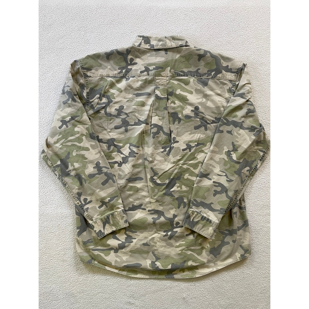90s Vintage LL Bean Mens Large Button Down Shirt Green Camo Traditional - Picture 13 of 13